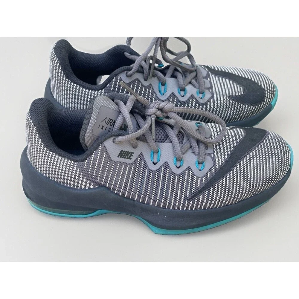 Nike-Airmax Infurite 2 YOUTH Athletic Running Sneaker Gray/Black/teal sz 4y Boys